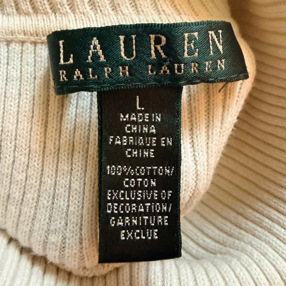 Vintage Lauren Ralph Lauren Colorblock Turtleneck Sweater Black White RLL Large